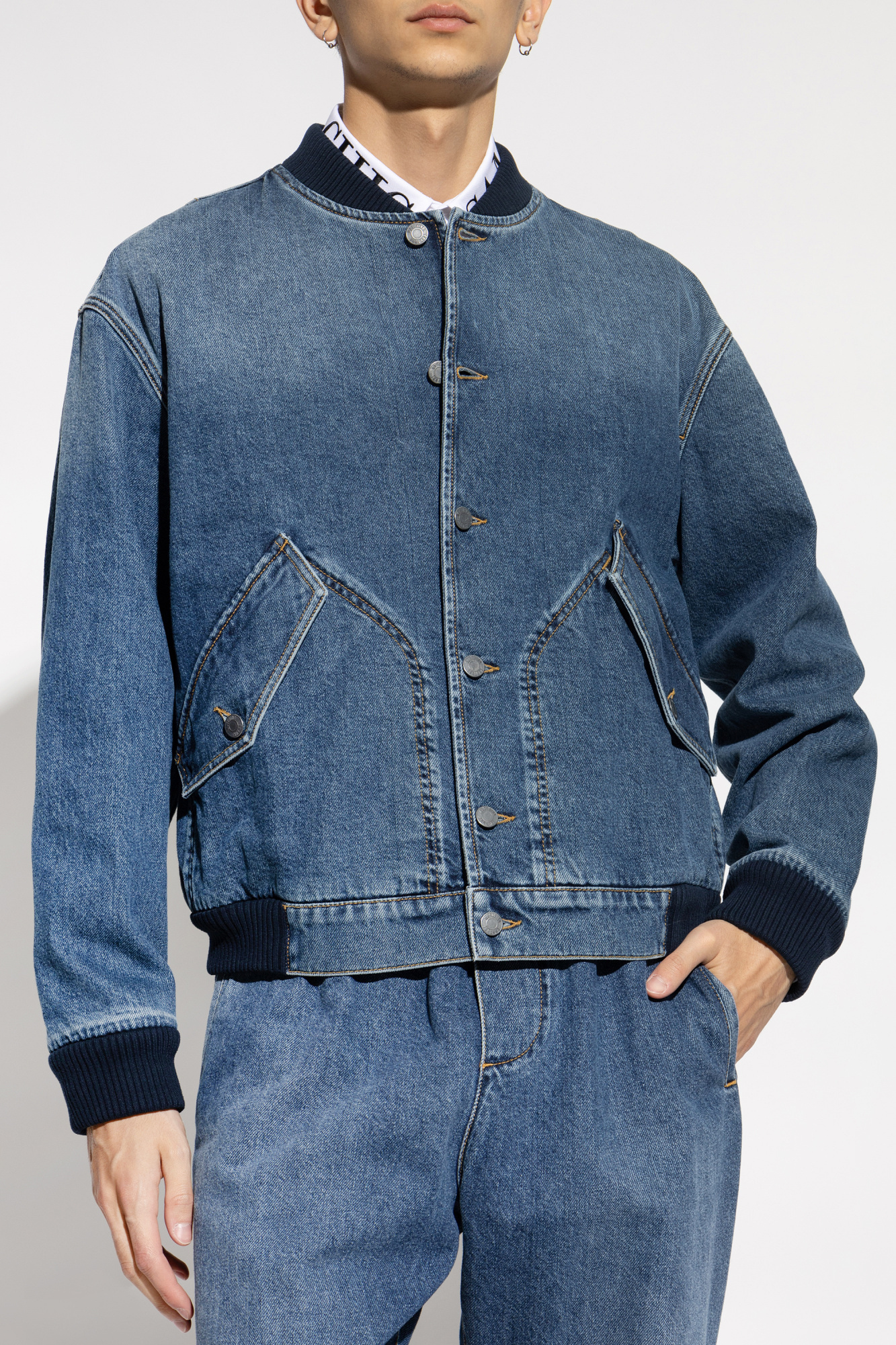 Moschino Denim jacket in bomber style Men s Clothing Vitkac